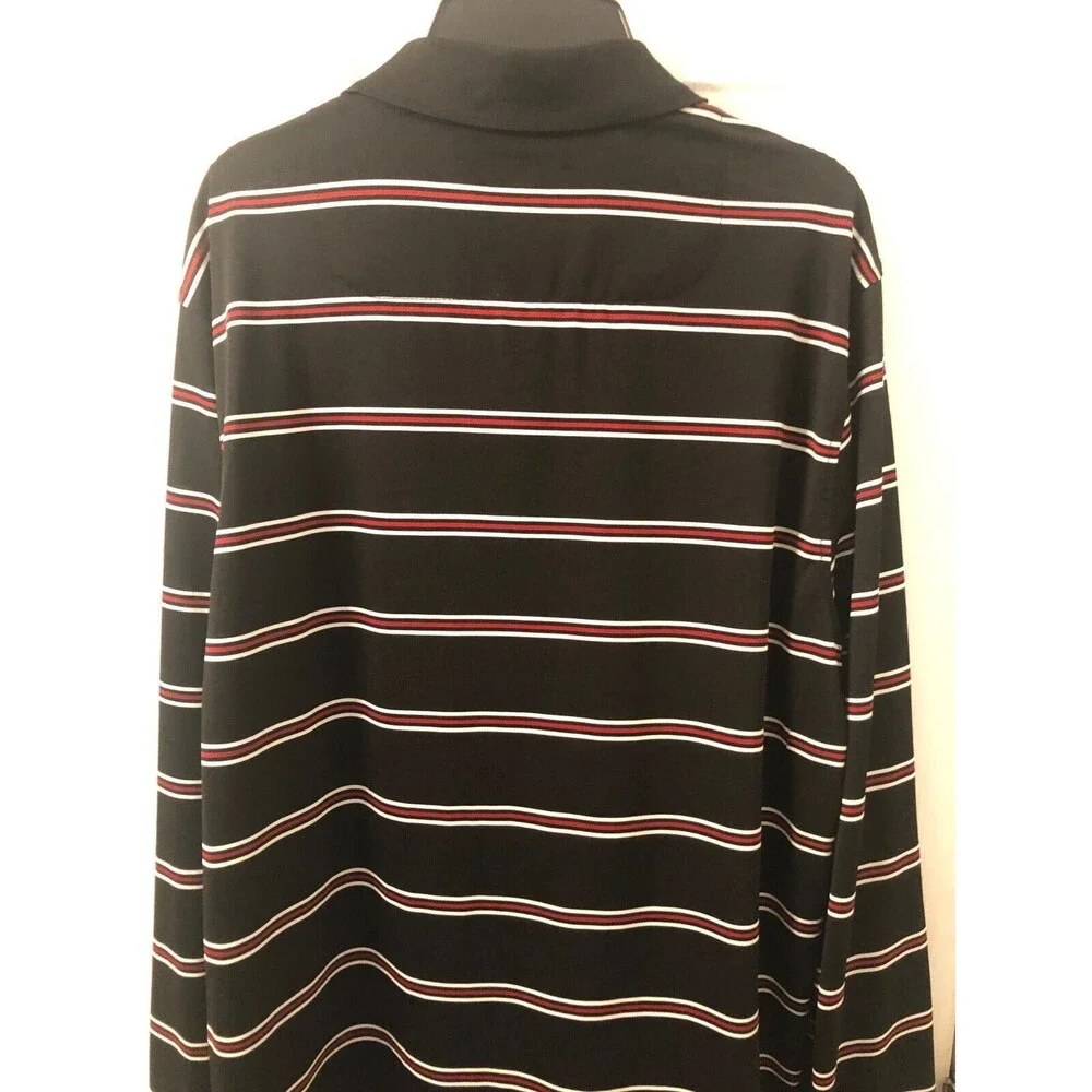 Izod Golf Cool FX Long Sleeve Size Medium Black Medium with Black & White Stripe
